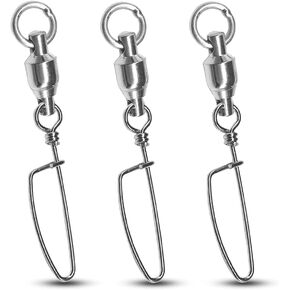 Atibin High Strength Fishing Snap Stainless Steel Connector Fishing Swivel Snaps Barrel Bearing Snap Swivels Saltwater 15lbs-318lbs