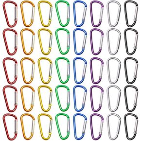 1.75 Inch/4.5cm Assorted Colors D Shape Ring Nonlocking Aluminum Alloy Spring-Loaded Snap Keychain Hook Belt Backpack Buckle Clip for Outdoor Indoor Activities,40Pcs (8 Random Color)