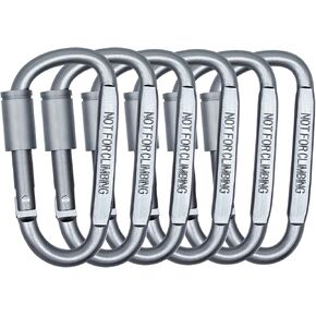 6 Pack D-Ring Locking Hook Key Ring,Buckle Clip with Screw Door,Twist Lock Carabiners Keys，Key Clip for Outdoor Hiking Camping,Not for Climbing