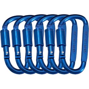 6 Pack D-Ring Locking Hook Key Ring,Buckle Clip with Screw Door,Twist Lock Carabiners Keys，Key Clip for Outdoor Hiking Camping,Not for Climbing