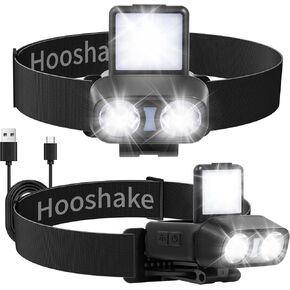Headlamp LED Rechargeable Flashlight for Adults Ultra-Light Bright Headlight USB C Charging 1200 Lumen Adjustable Water-proof Motion Sensor for Outdoor Running Camping Hiking Fishing 2-Pack