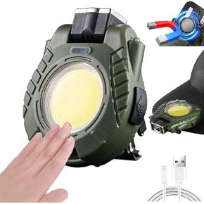 Hat Clip Light, Rechargeable Waterproof Hat Lights Clip On for Fishing Camping Hand Work, Magnetic Hat Clip Light with Bottle Opener Function Lights, Keychain Multifunctional Outdoor Light (Green)