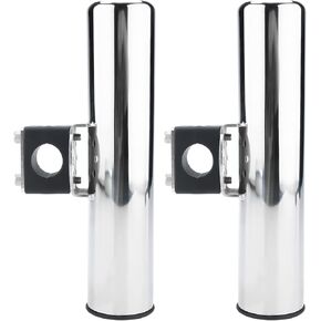 Amarine Made 2 Pack of Stainless Steel Clamp on Boat Fishing Rod Holder for Rails 7/8" to 1"