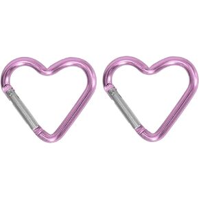2Pcs Light Purple Heart Snap, Hooks Carabiner, Hook Clip Key Holder Aluminum Alloy Keychain Clips for Outdoor Traveling Walking Lightweight Aluminum Alloy Keychain Clip Backpack Carabiner