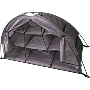 Camping Storage Tent Organizer Packing Organizer Cabinet Tent with 9-Shelfs Storage and Zippered Flap for Luggage Clothes Shoes Carry on Closet Outdoor Travel Hiking Accessories(Brown)