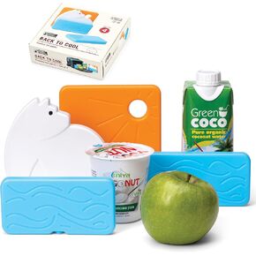 Monkey Business Back To Cool Ice Pack Set, 4 Reusable Ice Packs for Lunch Boxes and Cooler Bags, Colorful Camping Refillable Ice Pack for Food (Polar Bear Set)