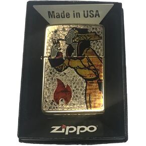 Zippo Custom Lighter - Vintage Zippo Windy Lady w/Flame Fusion Design High Polish Brass