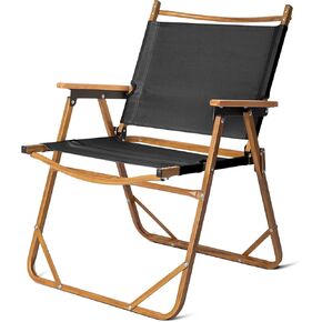 Outvita Portable Folding Camping Chair, Ultralight Low Beach Chair, Durable Aluminum Frame Armchairs for Hiking Concert Fishing Picnic, Supports 220Lbs (Black Large)