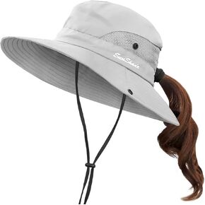 Women's Sun Hat UV Protection Ponytail Hat for Beach Fishing＆Hiking
