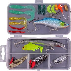 Fishing Lures Kit Tackle Box Lures Soft Hard Bait for Bass Trout Salmon