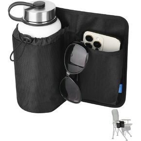 Xxerciz Chair Cup Holder with Phone Holder Adjustable Nylon Armrest Drink Holder Organizer Universal Water Bottle Holder for Patio Recliner Chair, Beach Chair, Folding Camping Chair
