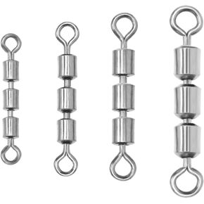 eMagTech 40PCS Fishing Swivels High Speed 3 Roller Swivels Triple Swivels Leader Lure Connector Catfish Rig Bead Chain Swivels Fishing Accessories Copper