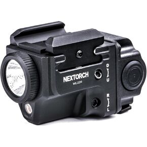 NEXTORCH WL22R Pistol Light with Red Beam, 650 Lumen Rechargeable Tactical Weapon Light with Dual Side Switches & New Rail System for Compact and Full Size Pistol Accessories