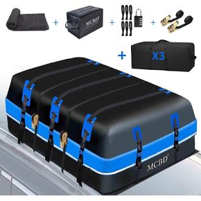 30 Cubic Feet Rooftop Cargo Carrier Bag, Waterproof Soft-shell Car Roof Bag for All Vehicles SUV with/without Rack, Car Top Luggage Storage Bag with 3 Inner Bags,Blue