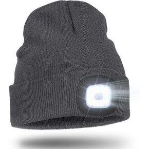 Wmcaps Stocking Gifts Stuffers for Men, Hat with Light Built in, LED Beanie Headlamp for Dad Women Husband Boyfriend Him Black