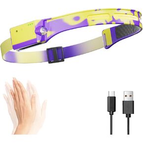 LED Headlamp, USB Rechargeable Head Lamp, 230° Wide Beam Motion Sensor Headlight, Super Bright Outdoor Waterproof Flashlight for Camping, Running, Repairing, Hiking, Fishing, Reading