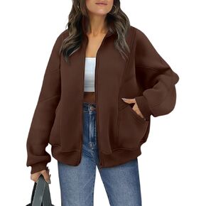 ANRABESS Women's Oversized Full Zip Up Sweatshirts Jacket 2024 Fall Fleece Long Sleeve Hoodies Outfit