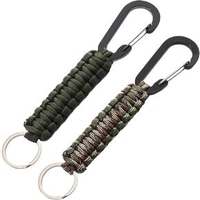 Paracord Keychain Carabiner for Men/Women, Heavy Duty Military Braided Key Chain Aluminum Key Clip for Keys，Camping，Hiking