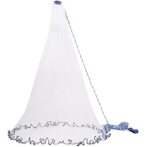Fishing Cast Net, SaltwaterThrow Cast Net with Heavy Duty Real Zinc Sinker Weights for Bait Trap Fish, 3/8 Inch Mesh Size, 4/5/6/8Ft Radius