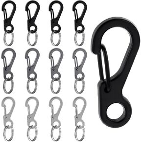 12 Sets Carabiner Keychain Clip Small Spring Snap Hook Tiny Key Chain Hook with Rings Metal Keychain Hook Clip Small Carabiner for Keys Backpack Keychain Accessories