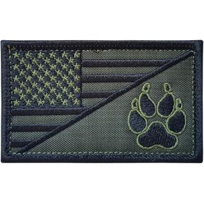 OD Green USA American Flag K-9 Dog Handler Morale Tactical Embroidery Hook Patch