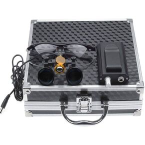 3.5X Loupes Head Lamp with Filter Clip-on Type Carry Type + Aluminum Box DY-004 (Black)