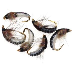 2 Pcs Brown Realistic Nymph Scud Fly for Trout Fishing Artificial Insect Bait Lure Fishing Tackle Fishing Soft Plastic Lures Hunting and Fishing, Lures, Baits and Attractants