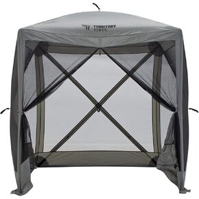 ST8101SL Easy Pop Up, Portable, Waterproof, UV-Resistant 8-Person Camping and Outdoors Screen Tent with Mesh Windows, Slate Grey, 124"x124"