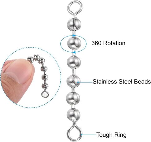 PATIKIL Fishing Bead Chain Swivels Stainless Steel Catfish Swivels Rig Fishing Tackle Gear for Freshwater Saltwater in Saudi Arabia
