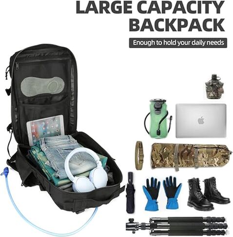 45L Tactical Assault Backpack 3 day assault pack with Molle Waterproof backpack Rucksack for Tactical Backpacks (Black-2) in Saudi Arabia