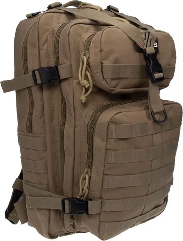 Tactical Bugout Durable Weatherproof Water-Resistant Computer Backpack with 2 Removable Pistol Cases, Tan, One Size in Saudi Arabia