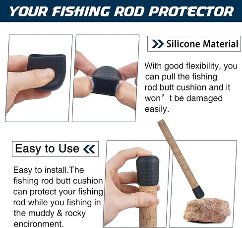 Fishing Rod Butt Cushion Fishing Rod Seat Cushions Fishing Rod Protector Silicone Fishing Rod Butt Cap End Seat Protector for Fishing Tackle Gear Fishing Pole (L/M/S) 3colors in Saudi Arabia
