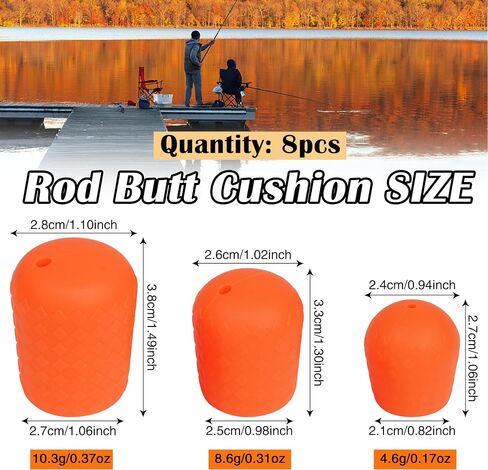 Fishing Rod Butt Cushion Fishing Rod Seat Cushions Fishing Rod Protector Silicone Fishing Rod Butt Cap End Seat Protector for Fishing Tackle Gear Fishing Pole (L/M/S) 3colors in Saudi Arabia