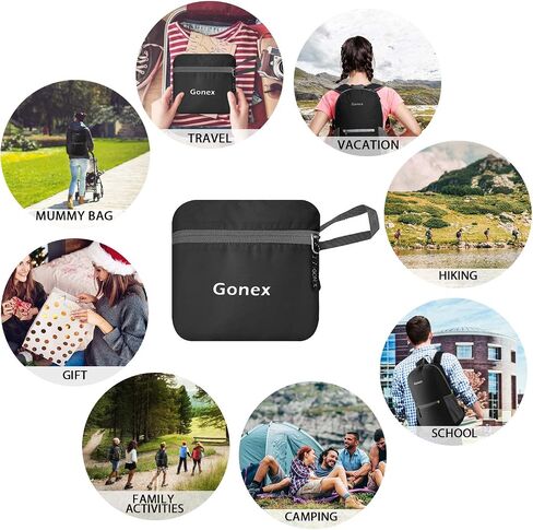 Gonex Ultra Lightweight Packable Daypack Backpack Handy Foldable Camping Outdoor Travel Cycling Backpacking Black in Kuwait