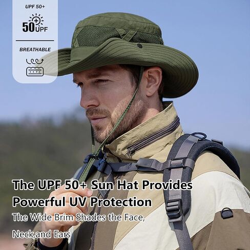 Sun Hats for Men Women Fishing Hat UPF 50+ Breathable Wide Brim Cowboy Hat Beach & Hiking Hats in Saudi Arabia