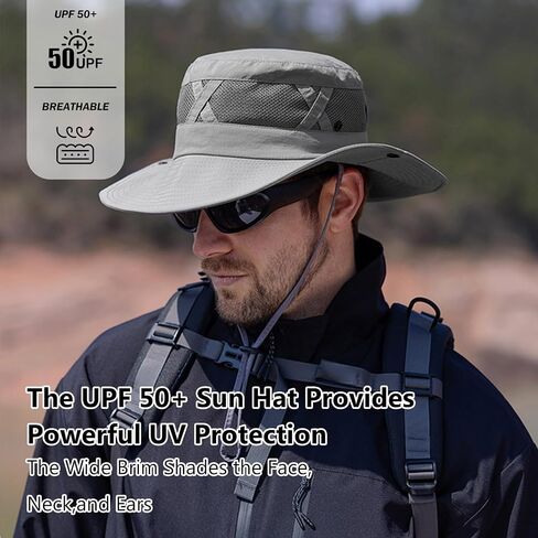 Sun Hats for Men Women Fishing Hat UPF 50+ Breathable Wide Brim Cowboy Hat Beach & Hiking Hats in Saudi Arabia