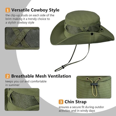 Sun Hats for Men Women Fishing Hat UPF 50+ Breathable Wide Brim Cowboy Hat Beach & Hiking Hats in Saudi Arabia