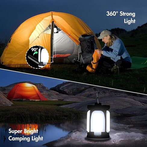 ALLOMN Camping Lantern, Rechargeable Camping Lights for Tents with 5 Modes, LED Camping Light with Foldable Hook, Portable Camping Lamp for Blackouts, Emergency, Tent, Backpacking in Kuwait