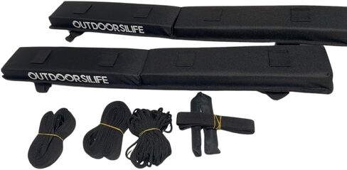 OUTDOORSILIFE- رف سقف عالمي للسيارة - كتل إسفنجية كاياك - رف ركوب الأمواج - وسادات رف سقف ناعمة لألواح ركوب الأمواج، الكاياك، الزورق مع حزام ربط للأسفل، أسود in Saudi Arabia