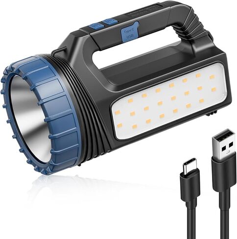 Solar Flashlights, Solar Flashlight Flashlights For Multi Function 8000 Lumens Led Flashlight With Emergency Strobe Light Emergencies, Led High Lumens, Usb C And Large Capacity Battery Fast Charging in Saudi Arabia