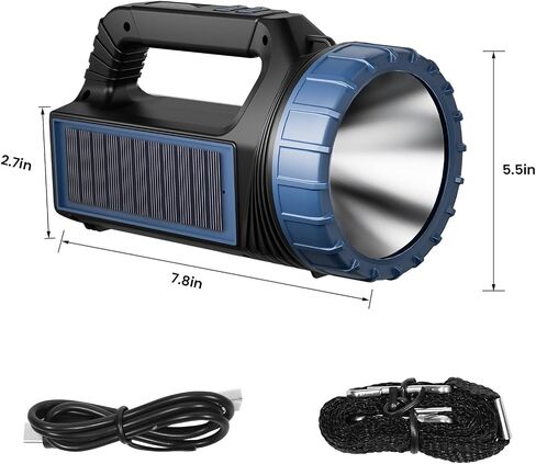 Solar Flashlights, Solar Flashlight Flashlights For Multi Function 8000 Lumens Led Flashlight With Emergency Strobe Light Emergencies, Led High Lumens, Usb C And Large Capacity Battery Fast Charging in Saudi Arabia