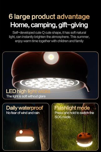 VKX Rechargeable LED Camping Lantern, Tent Hanging Light with 3 Light Modes for Camping, Halloween Flashlight, Hiking, Portable Lantern Flashlight, Night Light for Kids, Home, Power Outages (Red) in Kuwait