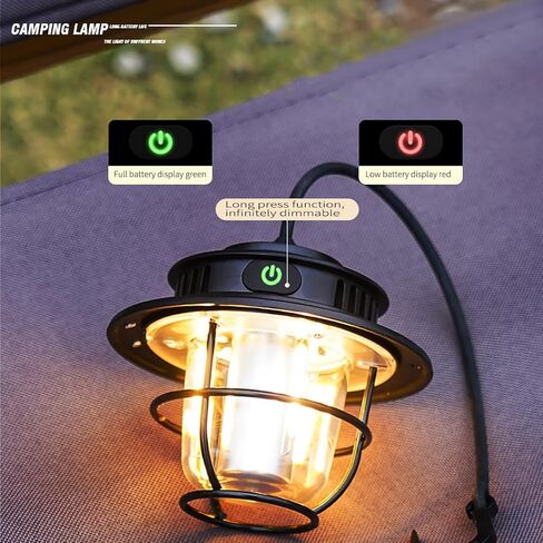 فانوس التخييم، مصابيح LED للتخييم قابلة لإعادة الشحن مع 4 أوضاع مع تحكم خافت للماء، مصباح خارجي محمول للخيمة، ضوء معلق للتخييم، داخلي in Kuwait