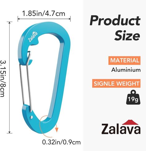 6 Pack Carabiner Clip D-Shape Spring for Keychain, 3 inch Heavy Duty Keychain Clip for Climbing Fishing Hiking Outdoor Keychain Clip Hook Multi-Color in Saudi Arabia