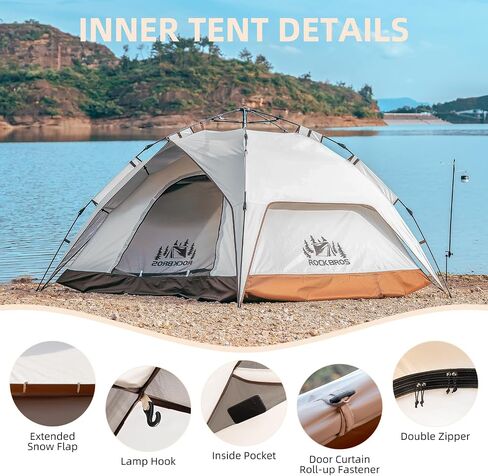 ROCKBROS Camping Tent for 2-3 Person, Waterproof Easy Up Instant Tent Windproof & Sunproof Cabin Tent for Family, Traveling, Outdoor, Hiking in Saudi Arabia