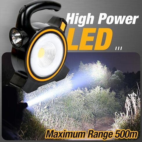 LED Solar Flashlight, Rechargeable Spotlights Flashlight Handheld USB and Solar Powered 2-in-1, COB Lanterns for Power Outages, Emergency, Hurricane, Hiking, Outdoor, Home in Saudi Arabia