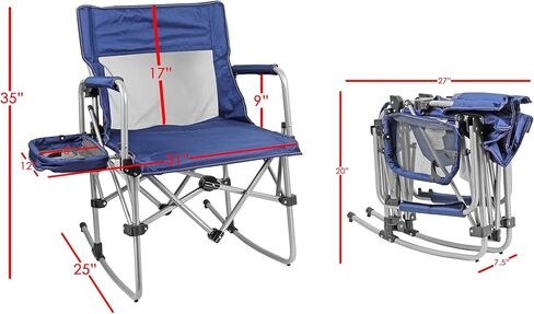 Zenithen Limited Foldable Portable Rocking Director's Chair Perfect for Sporting Events, Outdoor Activities, Camping, Patio Furniture, and Relaxing, Grey in Saudi Arabia