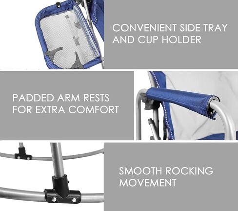 Zenithen Limited Foldable Portable Rocking Director's Chair Perfect for Sporting Events, Outdoor Activities, Camping, Patio Furniture, and Relaxing, Grey in Saudi Arabia