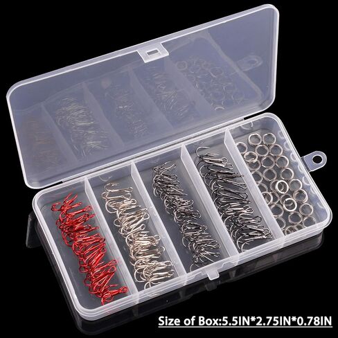Fishing Treble Hooks Kit, 160pcs/Box Sharp Round Bend Treble Hooks Wide Gap High Carbon Steel Barbed Fish Hook for Lures Baits Saltwater Fishing in Saudi Arabia