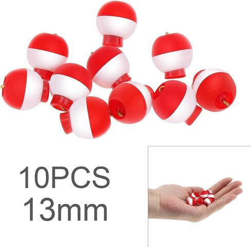 OriGlam 10pcs 13mm / 0.51inch Mini Fishing Snap-On Floats Bobbers Set, Fishing Float Push Button Round Buoy, Red and White Bobber Snap-on Floats in Saudi Arabia